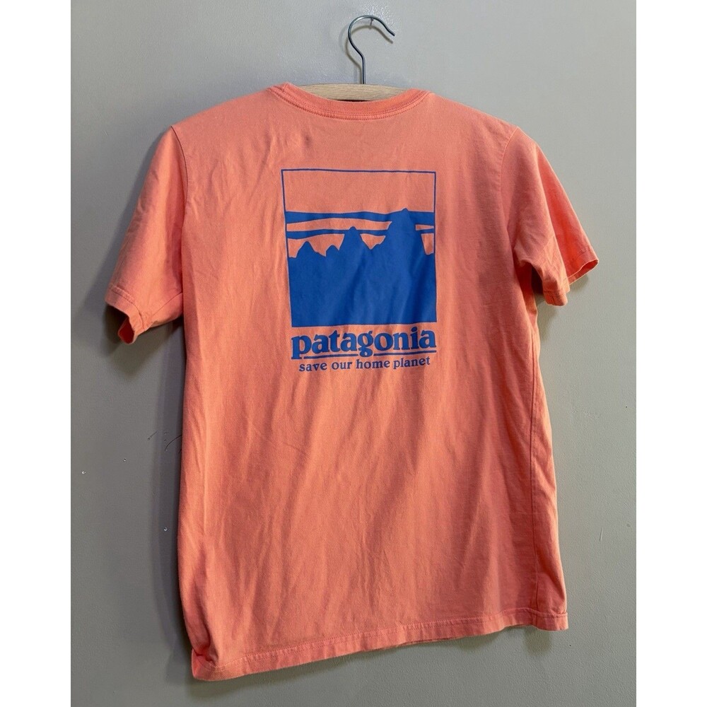 Patagonia Kids T-Shirt Size XL 14 Orange Save Our Home Planet Organic Cotton